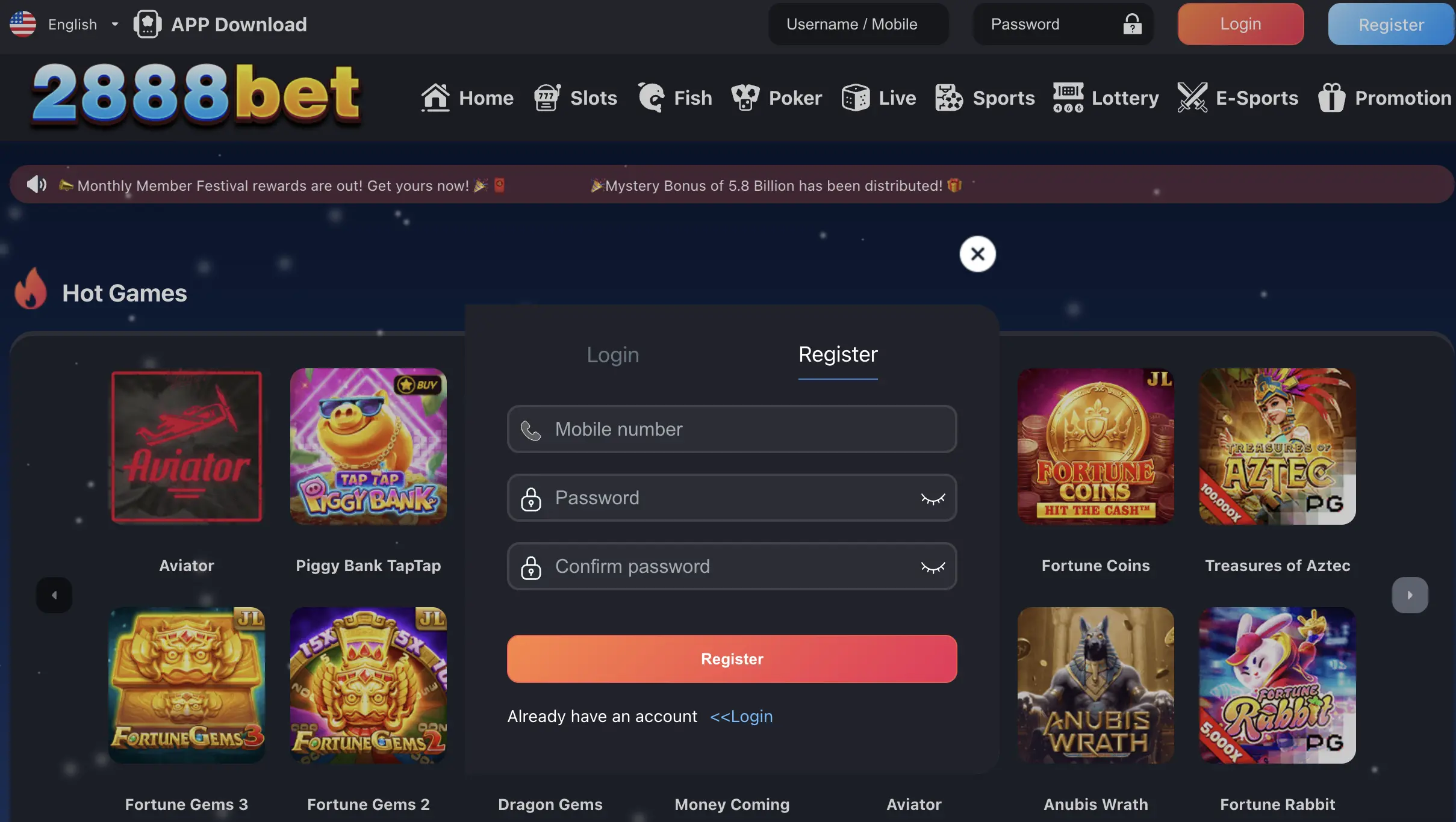 2888pak login & register